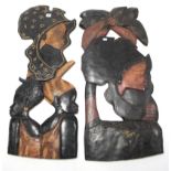 Two African painted and carved hardwood figural wall ornaments, 36¾" high; and various items of