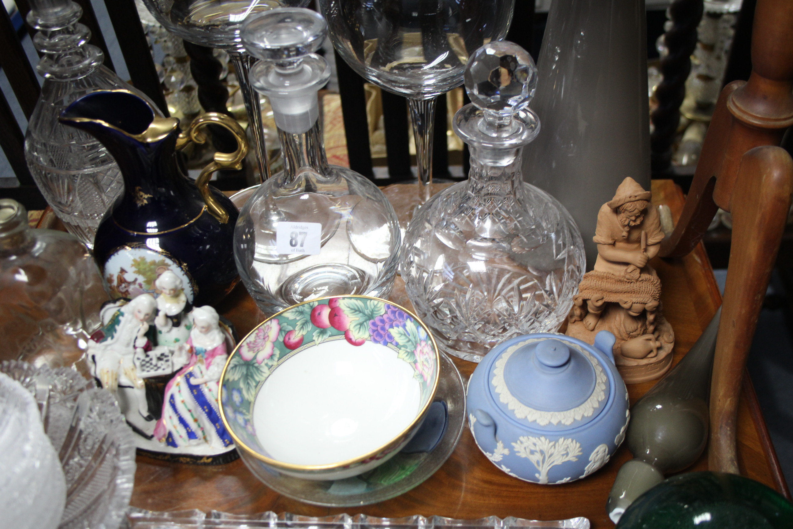 Two heavy cut-glass decanters; various other items of glassware; and various other decorative - Image 4 of 5