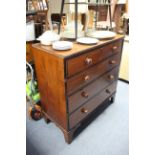 A Victorian mahogany chest fitted two short & three long graduated drawers with turned knob