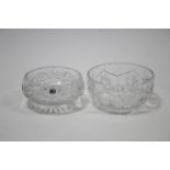 Two heavy cut-glass circular fruit bowls, 8¼” & 7” diam.