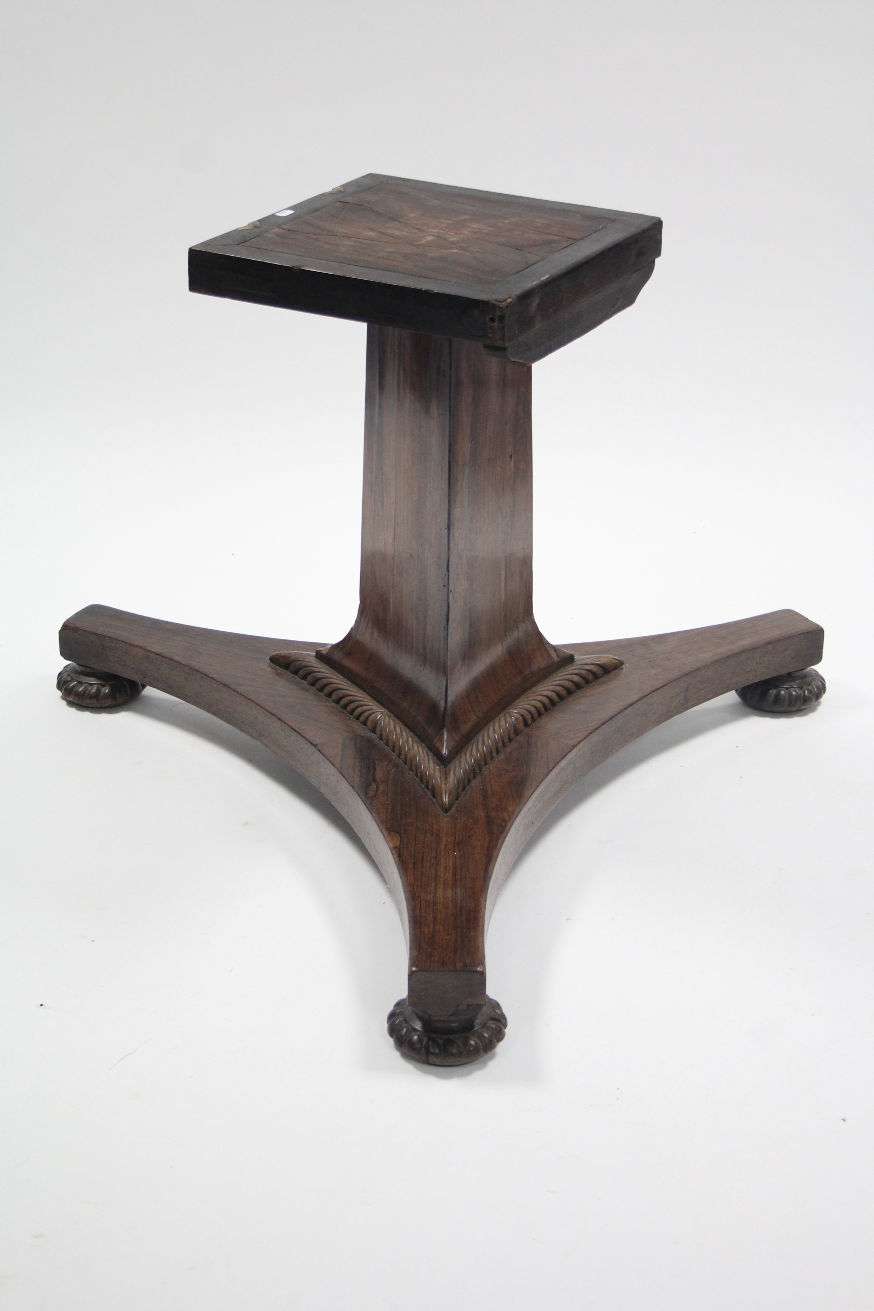 A GEORGE IV ROSEWOOD CENTRE TABLE, the circular top with beaded lower rim, on triform centre column& - Image 4 of 4