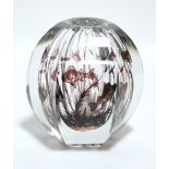 An ORREFORS GLASS "GRAAL" VASE by EDWARD HALD, of six-sided ovoid form, internally decorated in ox-