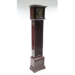 An early 20th century mahogany “Grandmother” clock with 8” square brass & silvered dial, three-train