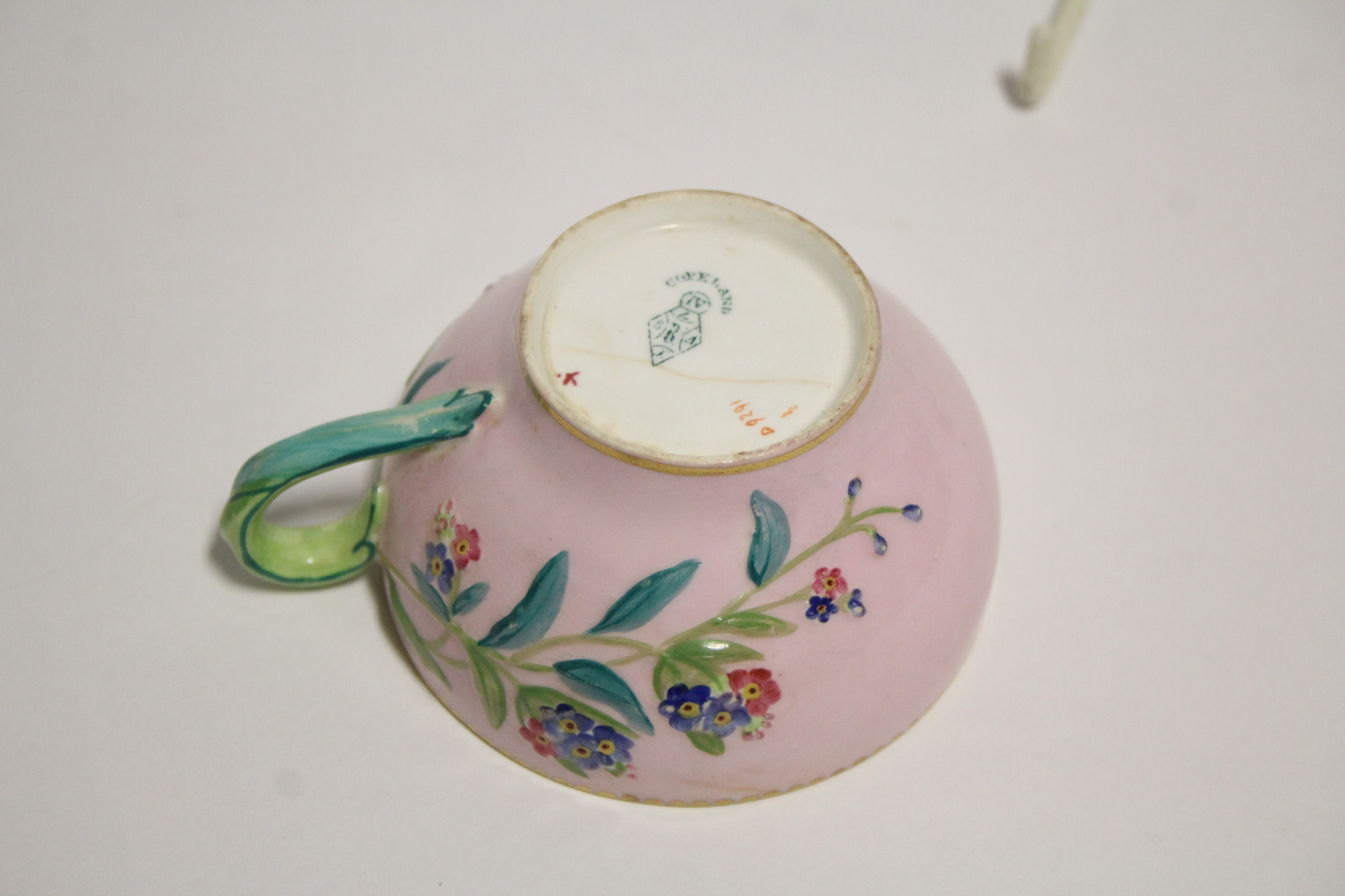 A 19th century Copeland porcelain tea service of pink ground with painted floral decoration in - Image 5 of 6