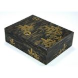 A JAPANESE LACQUER RECTANGULAR BOX with removable lid, the exterior & interior decorated in