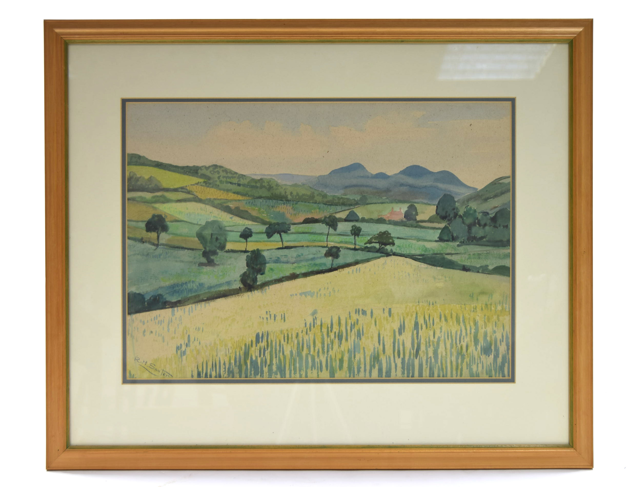 SAUTER, Rudolph Helmut (1895-1977). A landscape titled: “High Summer on the Chiltern Hills”. Signed;