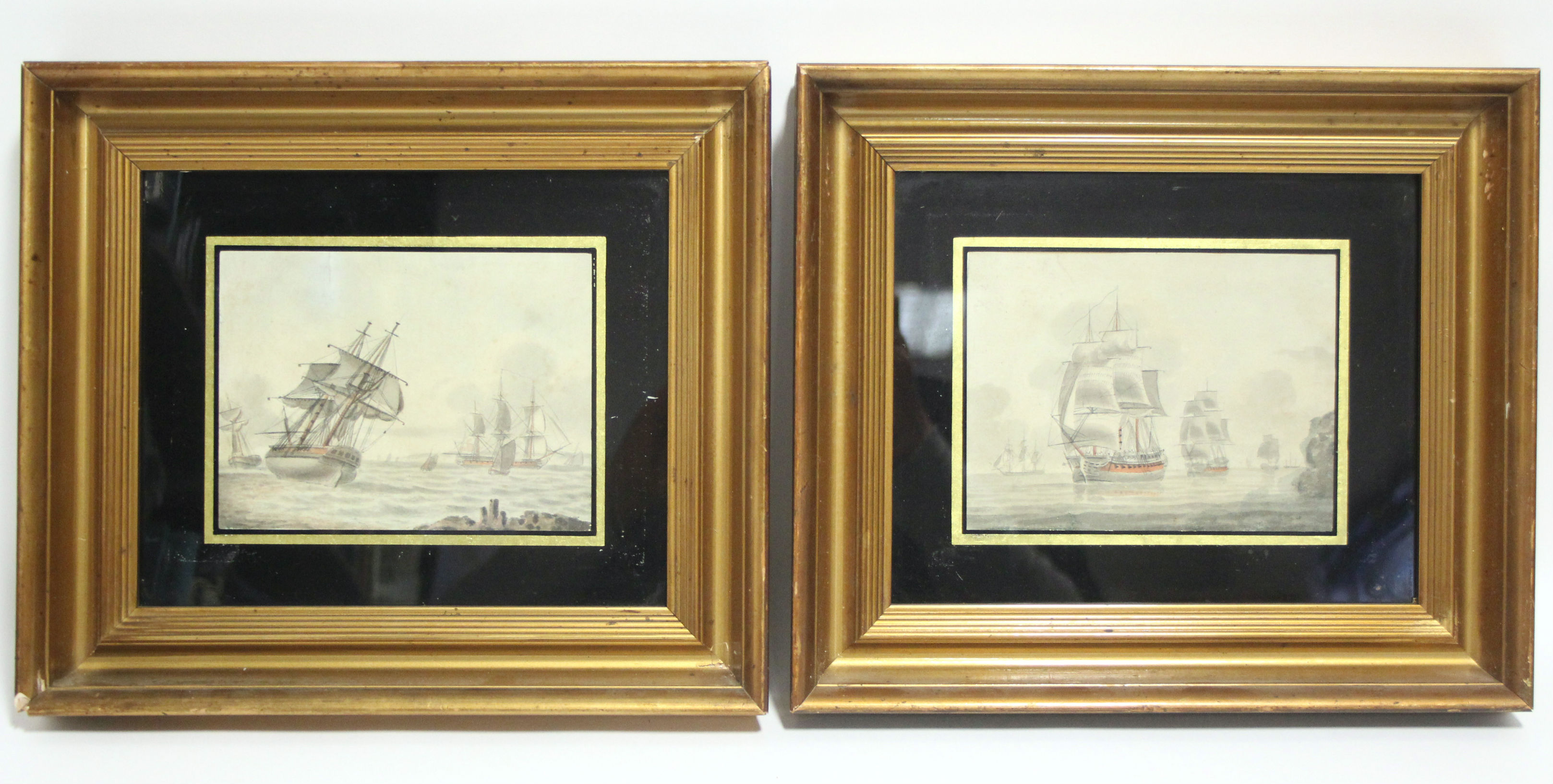 ATKINS, Samuel (1765-1808, attributed to). Sailing vessels in coastal waters, a pair. Watercolour: - Image 3 of 4