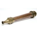 An early 20th century copper & brass fire hose nozzle, 18½” long.