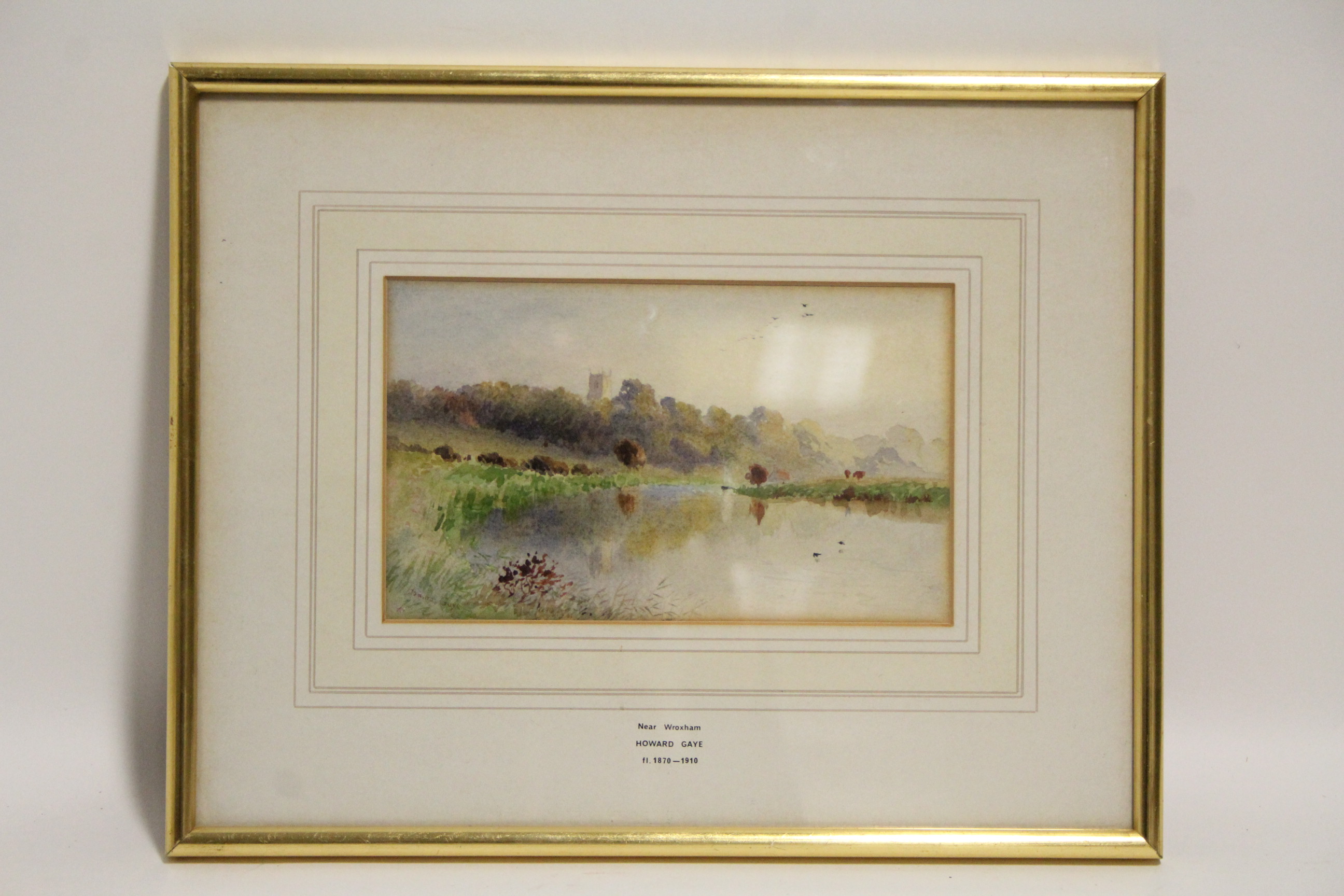 GAYE, Howard. (1848-1925). A river landscape near Wroxham; signed, watercolour: 4¾” x 8”; CARPENTER, - Image 2 of 5