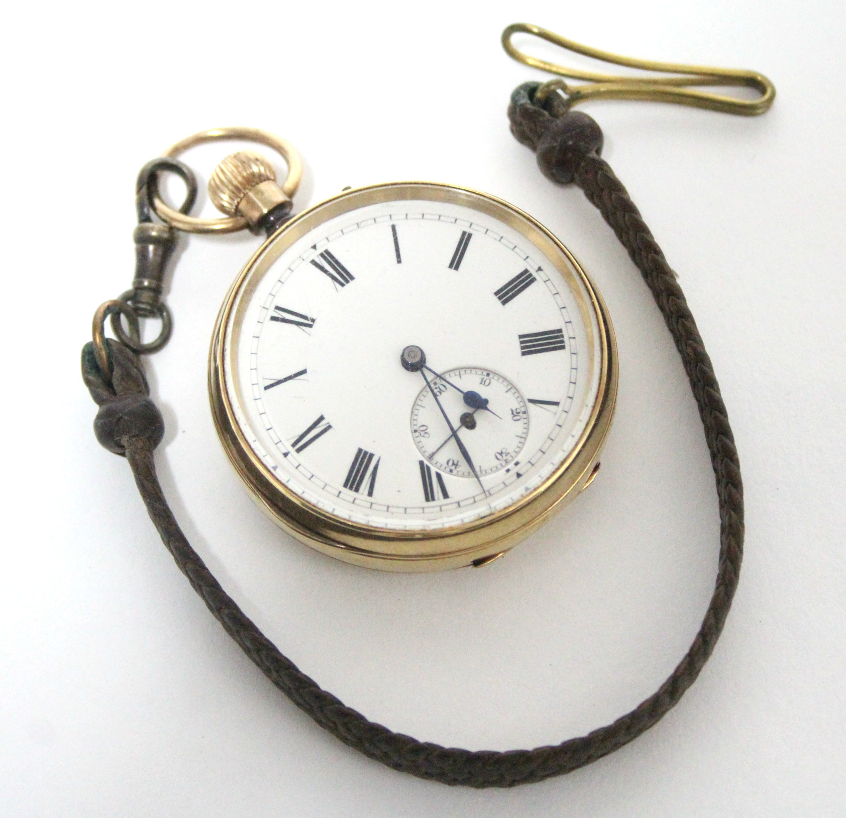 An Edwardian 18ct. gold gent’s open-face pocket watch, the white enamel dial with black roman