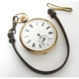 An Edwardian 18ct. gold gent’s open-face pocket watch, the white enamel dial with black roman