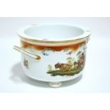 A 19th century MEISSEN TWO-HANDLED ICE PAIL with separate liner, the exterior with finely painted