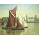 CHRISTOPHERSON, Anne. (1921-2013). Titled: “Thames Barge Race, Royal Naval College, Greenwich,