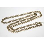 A 9ct. gold chain necklace of small circular reeded links; 19½” long. (13.4gm).