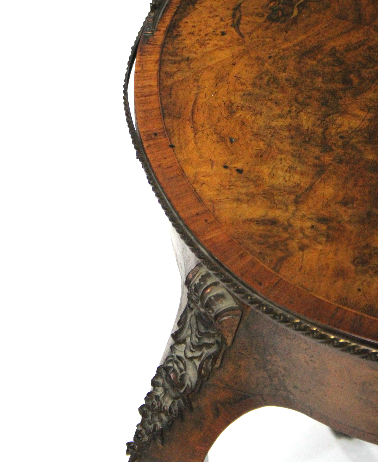A mid-19th century burr-walnut kidney-shaped dressing table in the Louis XVI style, the - Image 10 of 10