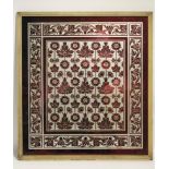 A 19th century etched & coloured glass panel with stylised floral decoration in silver on crimson