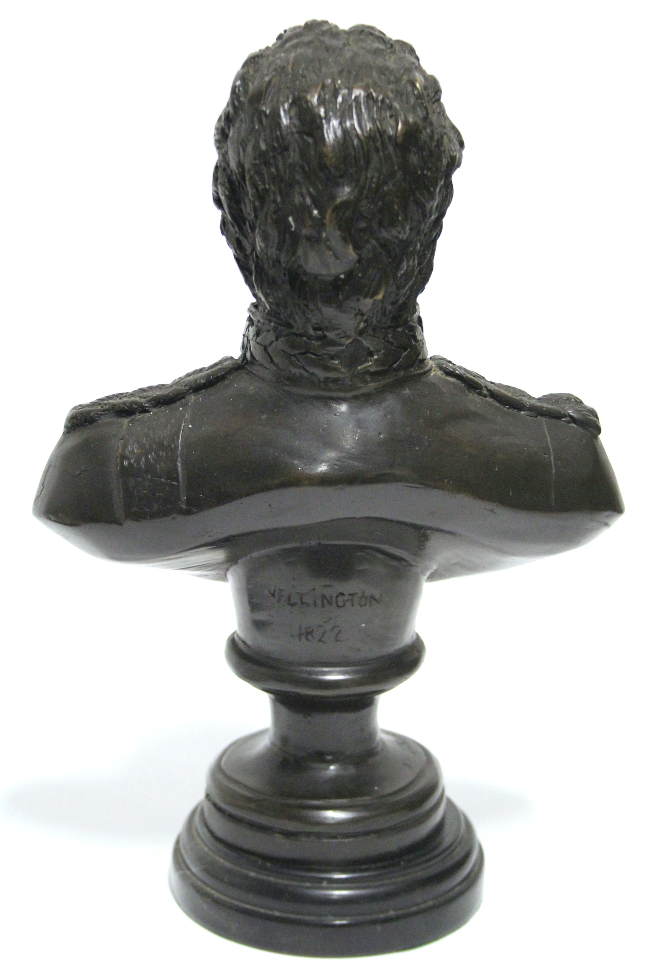 A bronze bust of the Duke of Wellington, on round black marble socle; 14” high over-all. - Image 2 of 3