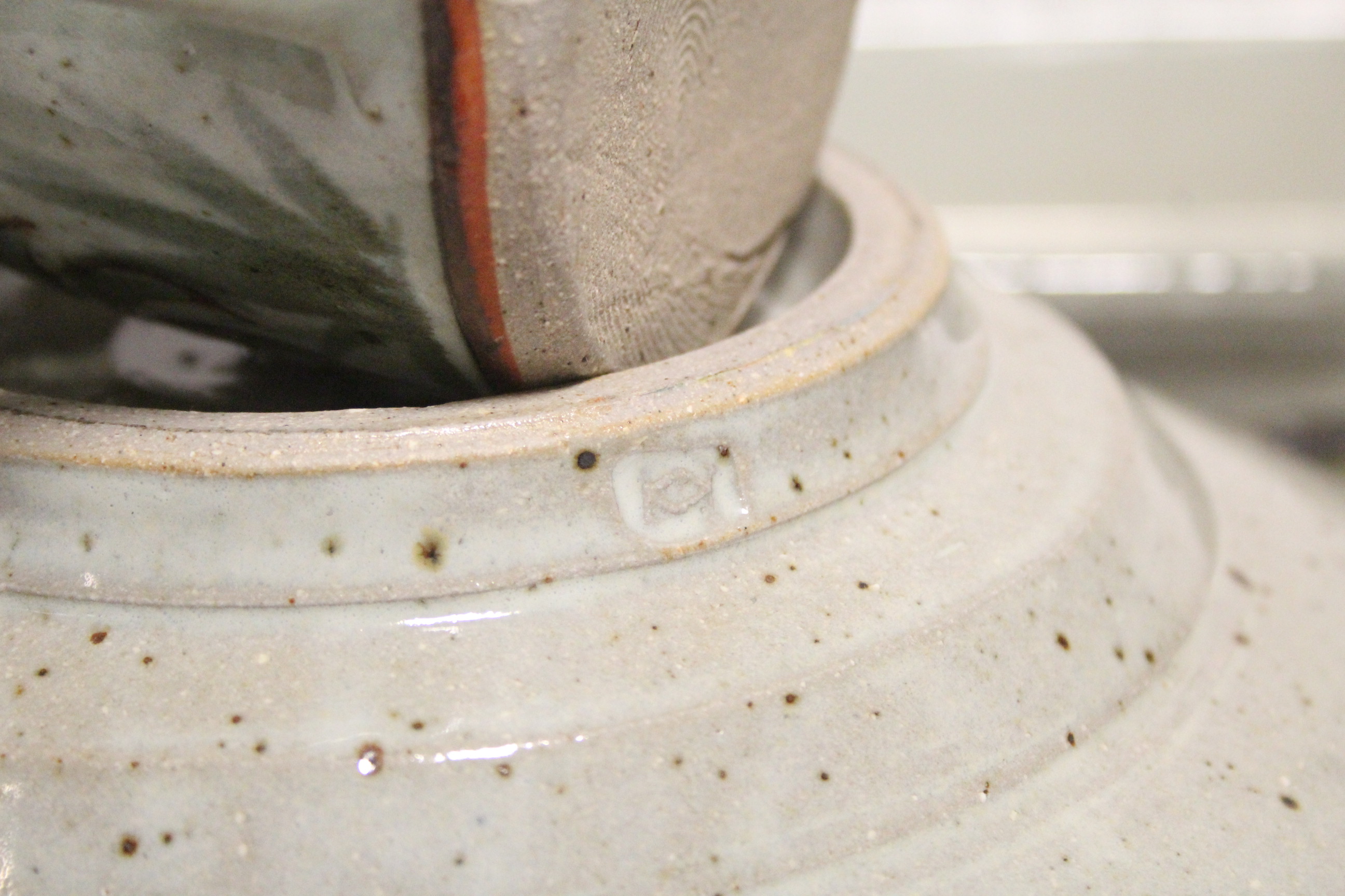 Four Collin Kellam stoneware rectangular dishes with cockerel decoration; a ditto circular - Image 7 of 7