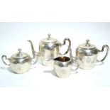 A Spanish .916 standard four-piece tea & coffee service of plain panelled ovoid form. (37 oz).