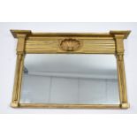 A regency gilt-framed rectangular overmantel mirror, the frieze with carved scallop shell to the