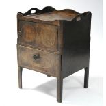 A late 18th century inlaid-mahogany tray-top commode fitted small cupboard enclosed by a panel door,