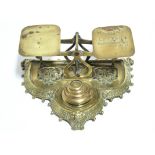 A late Victorian brass postal scale by Townshend & Co. of Birmingham, on decorative cast & pierced