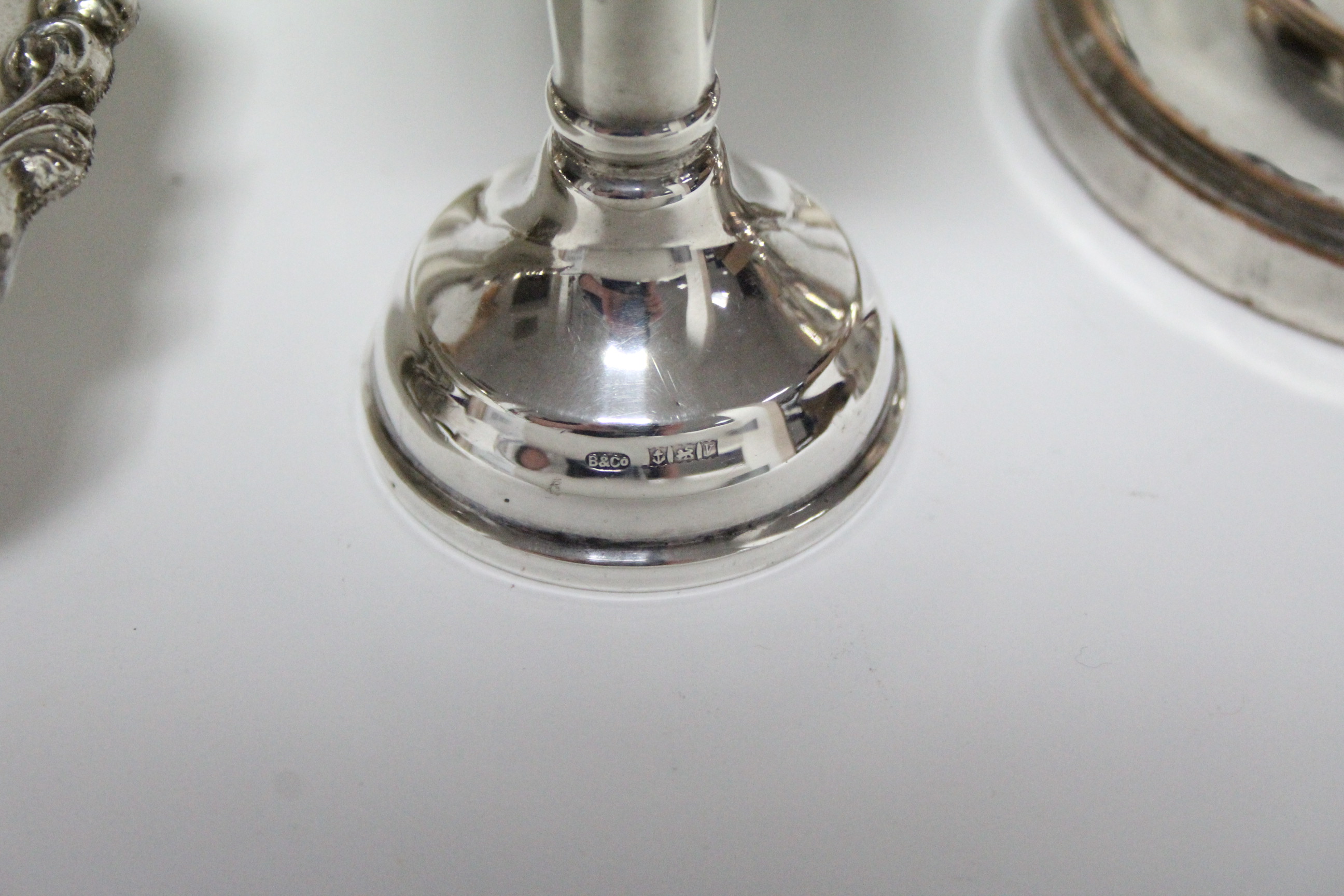 An Edwardian hemispherical tea kettle on spirit-burner stand; a small comport & matching dish; an - Image 3 of 3