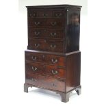 AN 18th century MAHOGANY CHEST-ON-CHEST, the upper part with cavetto cornice & fluted canted