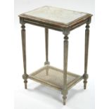 A Louis XVI-style carved & painted occasional table inset white marble to the rectangular top, on