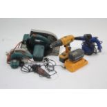 A JCB drill with accessories; together with various other power tools; & a steam mop, all w.o.