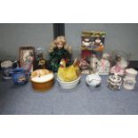 Seven costume dolls; & various decorative ornaments.