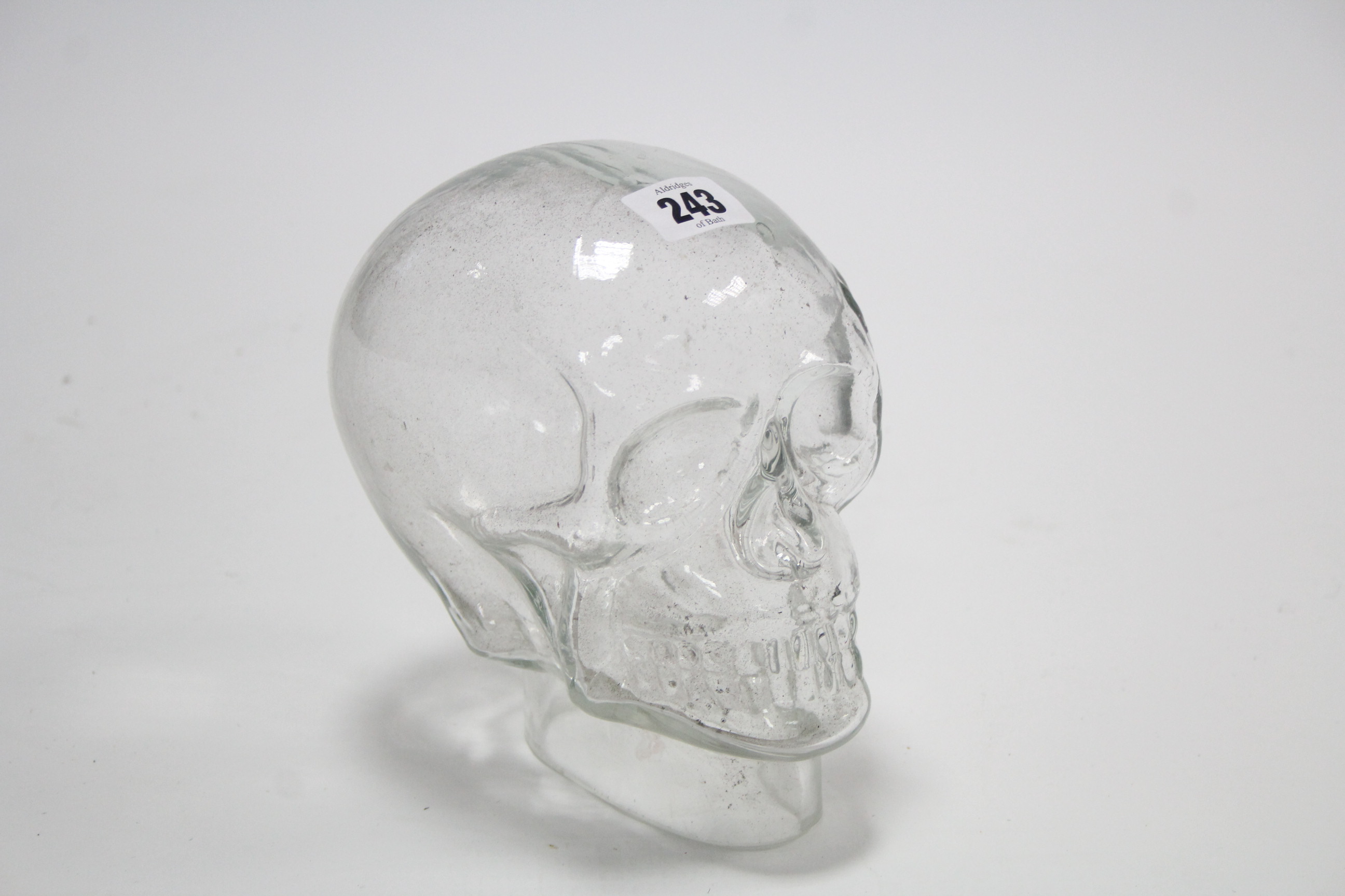 A modern glass "Skull" model, 7" high.