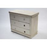 A late Victorian cream painted pine dwarf chest fitted two short & two long graduated drawers, &