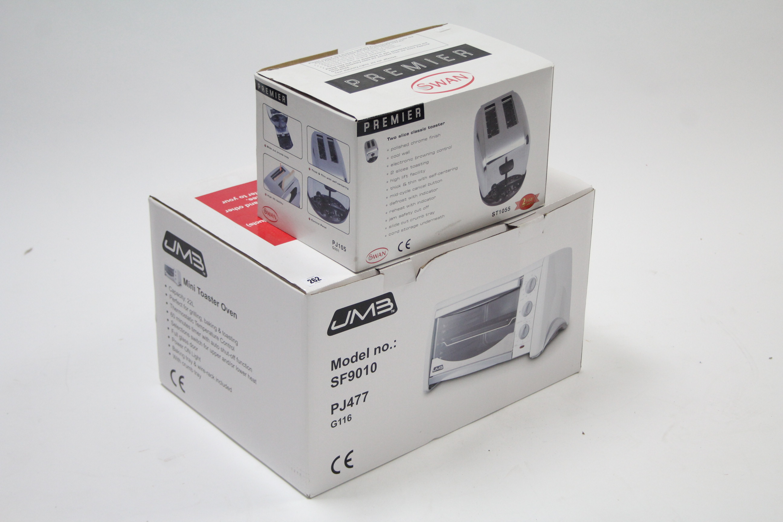 A JME Mini Toaster Oven; & a Swan Premier Toaster, both boxed, - as new.