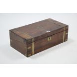336. A 19th century large brass-bound mahogany writing slope with fitted interior, 19¾” wide.