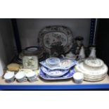 A set of eight Coalport bone china "Ming Rose" pattern 10¾" diam. dinner plates; a set of eight
