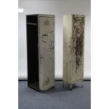 Two mid-20th century white painted art-metal industrial lockers, each fitted shelf enclosed by door,