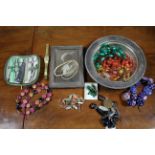 Various costume jewellery, bead necklaces, etc.