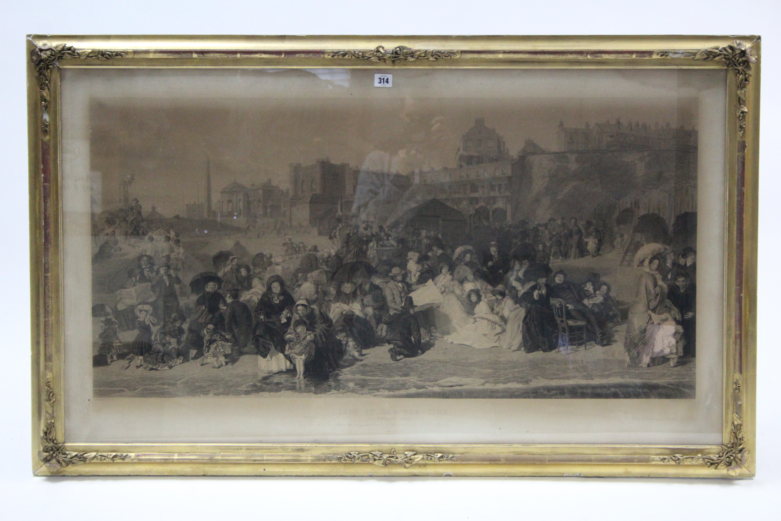 A mid-19th century large black & white engraving after W.P. Frith titled “LIFE AT THE SEA-SIDE,