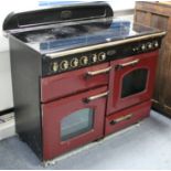 A RANGEMASTER "CLASSIC 110" ELECTRIC RANGE COOKER IN BURGUNDY & BLACK FINISH, 43½" wide, w.o.