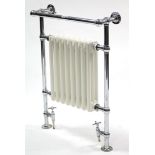 A Myson chrome finish & white enamelled master suite Hydronic towel warmer, 25” wide x 36¾” high.