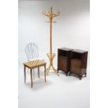 A Bentwood hat & coat stand; together with a pair of mahogany bedside cabinets, a white painted