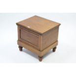 A late Victorian mahogany box commode on short turned legs, with liner, 19” wide.