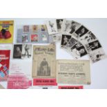 Four mid-20th century boxing programmes; thirteen various postcards of boxers; various boxing