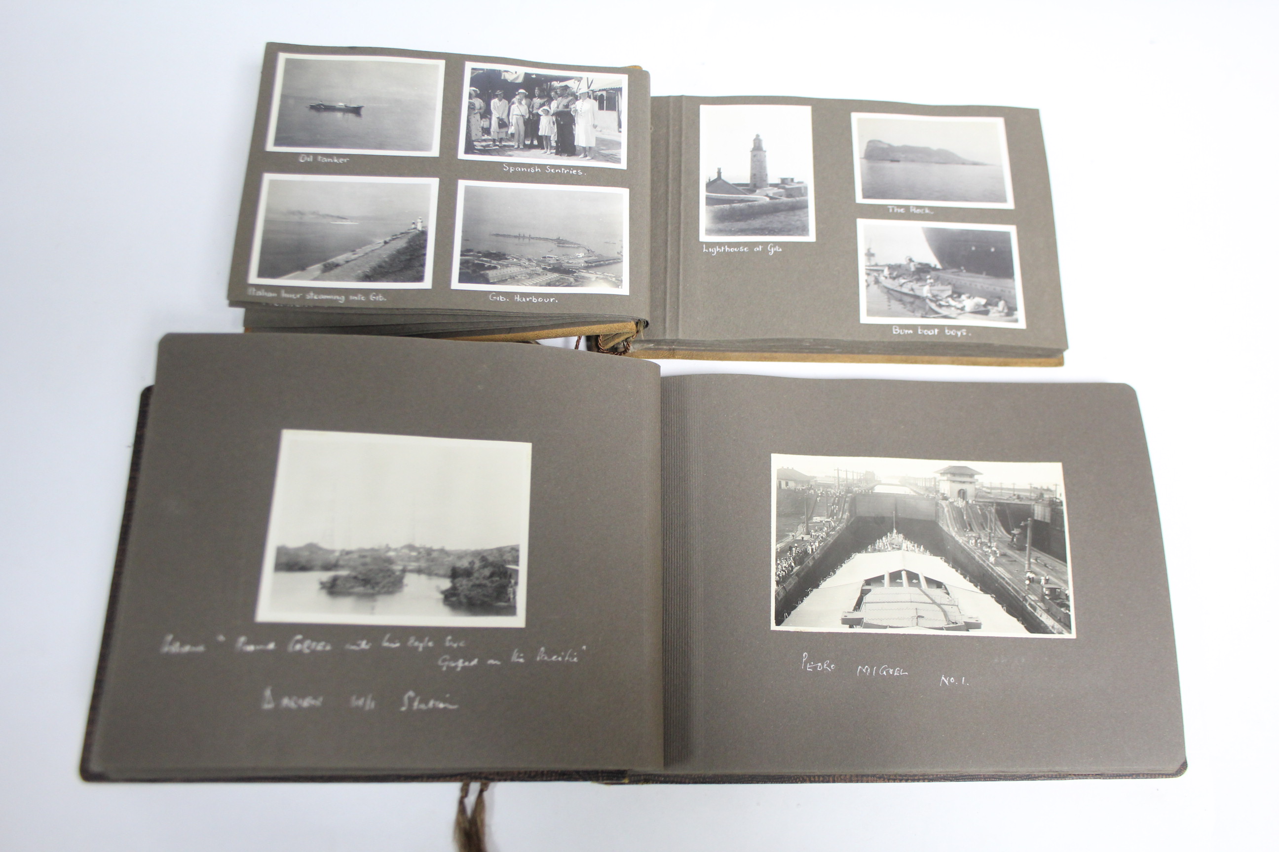 Two family photograph albums depicting cruise SS Montcalm to Tangier, & HMS Nelson at Panama Canal & - Image 2 of 9