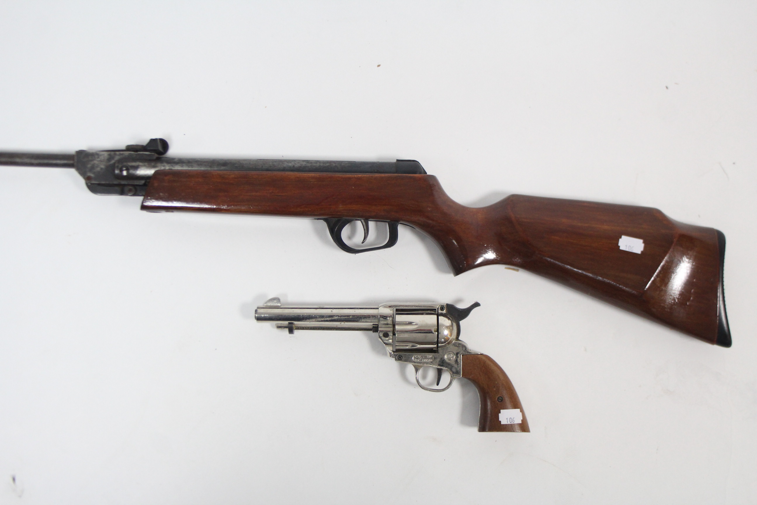 A Spanish .22 calibre air rifle; & a replica revolver. - Image 2 of 11