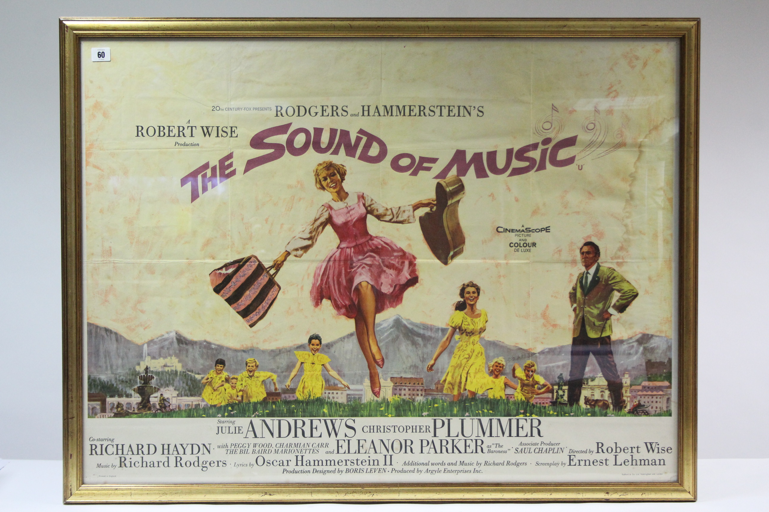 A 1975 UK CINEMA POSTER “THE SOUND OF MUSIC”, 29¼” x 39¼”, in glazed frame; three “Sound of Music”