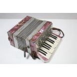 A "Universa" model Perfect Tone piano accordion, with carrying case.