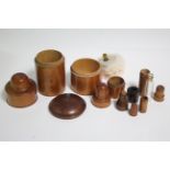 Six various treen apothecary’s cases.