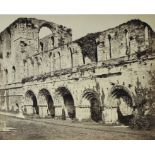 Twelve late 19th century photographs of Furness Abbey on loose card album leaves with printed